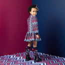 Cora Chevron Print Dress - Dark Navy