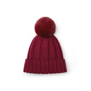 Bobbie Knitted Pom Pom Hat - Deep Cherry