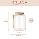 Idilica Glass Storage Jar with Beechwood Lid and Bamboo Spoon 1200ml