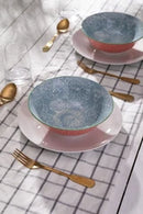 Grey Floral Stoneware Ramen Bowl - 21cm