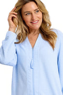 Zipper Waffle Housecoat - Blue
