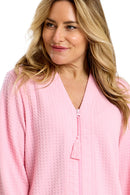 Zipper Waffle Housecoat - Peach