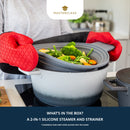 Silicone Steam Strainer Colander With Handles