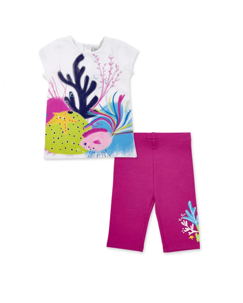 Ocean Wonders Tee & Capri Leggings - White