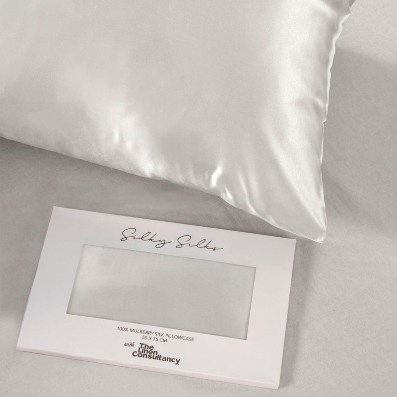 Silky Silks 100% Mulberry Silk Pillowcase - White