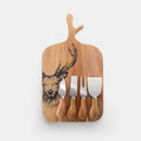 Stag Acacia Cheese Board & Cheese Knife Set - 20X35CM