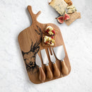Stag Acacia Cheese Board & Cheese Knife Set - 20X35CM