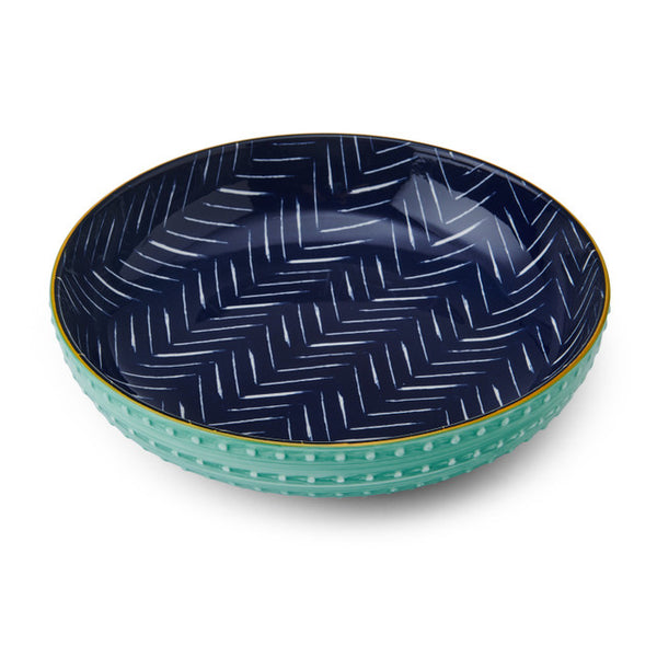 Indigo Chevron Stoneware Bowl
