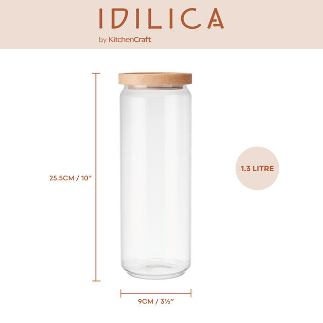 Idilica Glass Storage Jar with Beechwood Lid 1300ml