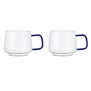 Glass Mug Set of 2 - Blue Handle