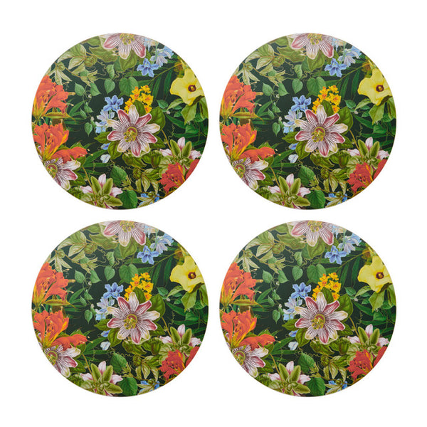 Floral Pack of 4 Round Placemats
