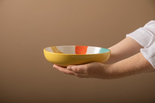 Yellow Abstract Pattern Bowl - 21 cm