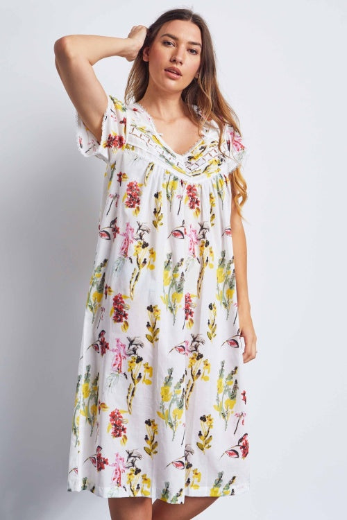 Cap Sleeve Nightdress - Floral