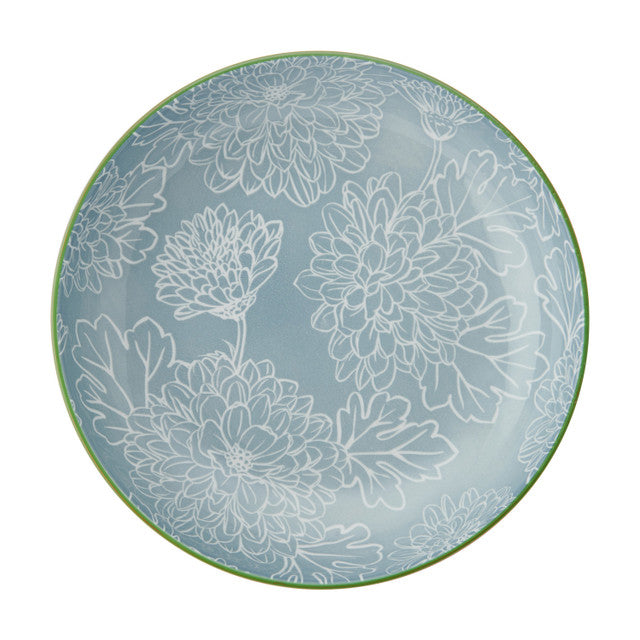 Leaf & Geometric Stoneware Bowl