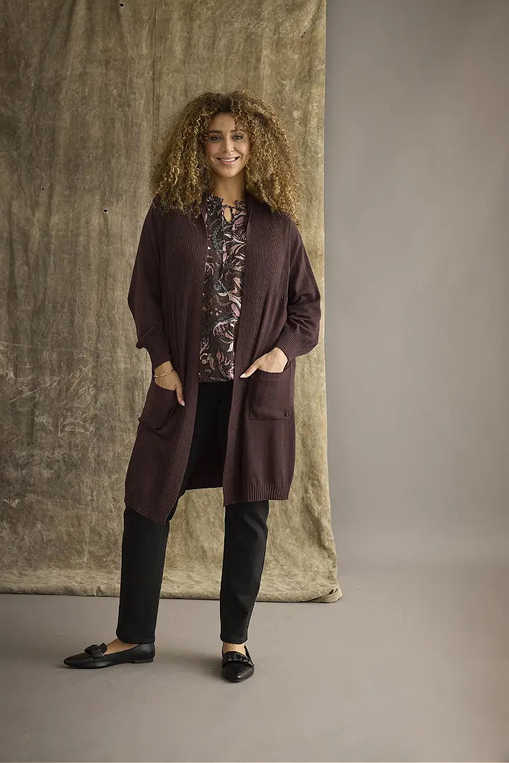 Longline Cardigan - Brown