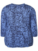 V-Neck Print Top - Blue & navy