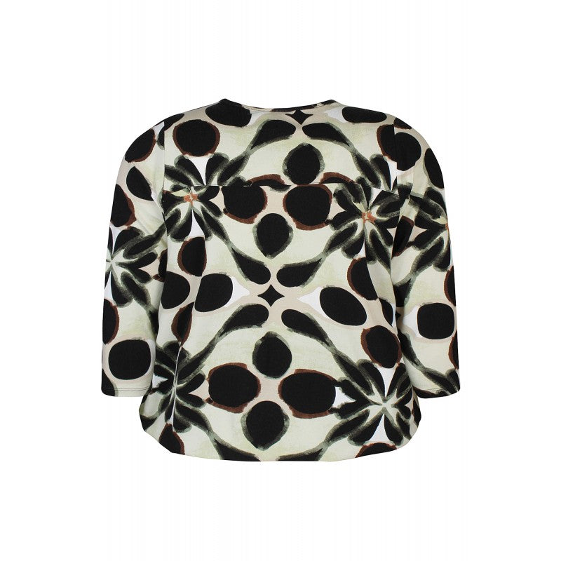 Circle Print Top - Green & cream