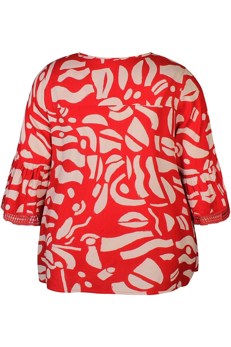 Bell Sleeve Top - Red