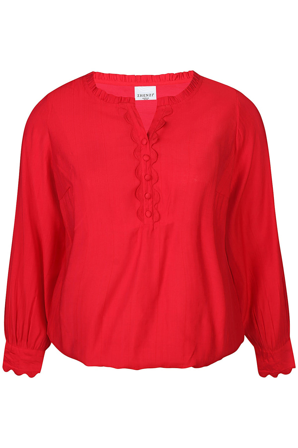 Scallop Trim Top - Red