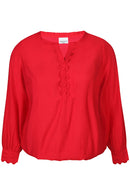 Scallop Trim Top - Red