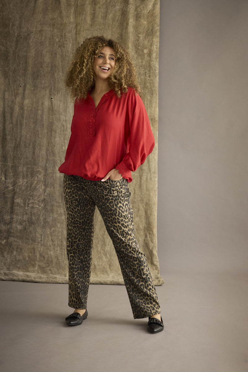 Scallop Trim Top - Red