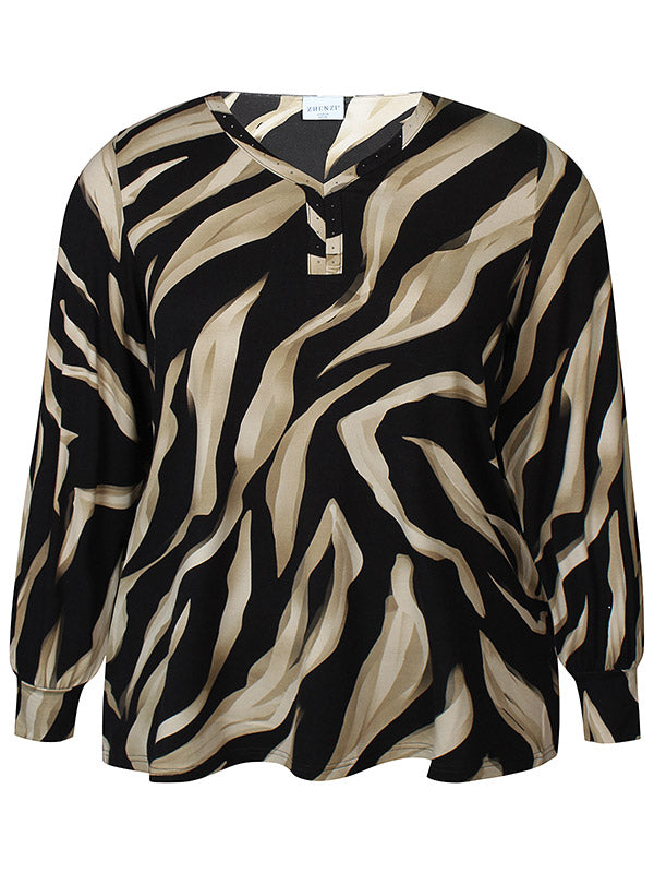 Print Top - Black, beige