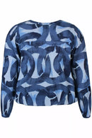 Denim Look Print Top - Blue Melange