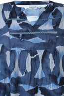 Denim Look Print Top - Blue Melange