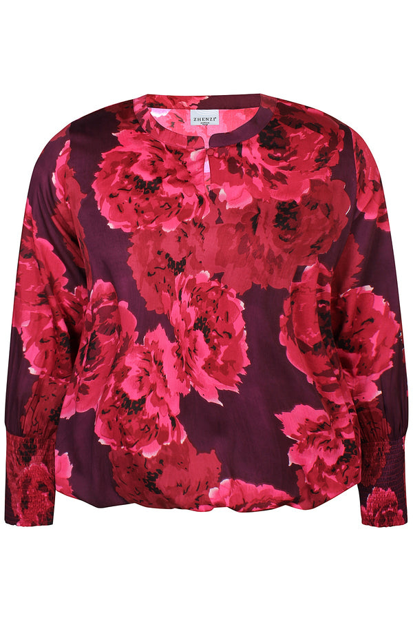 Flower Print Top - Pink, purple, black