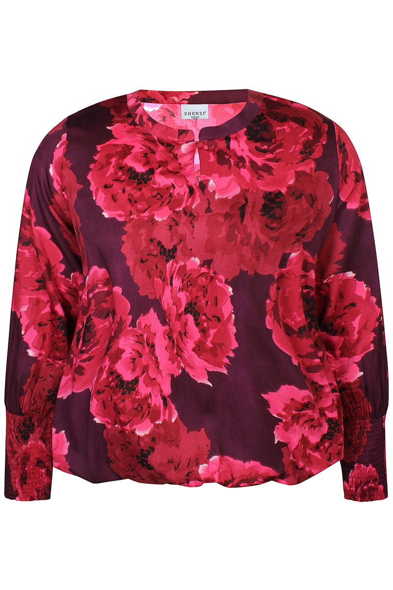 Flower Print Top - Pink, purple, black