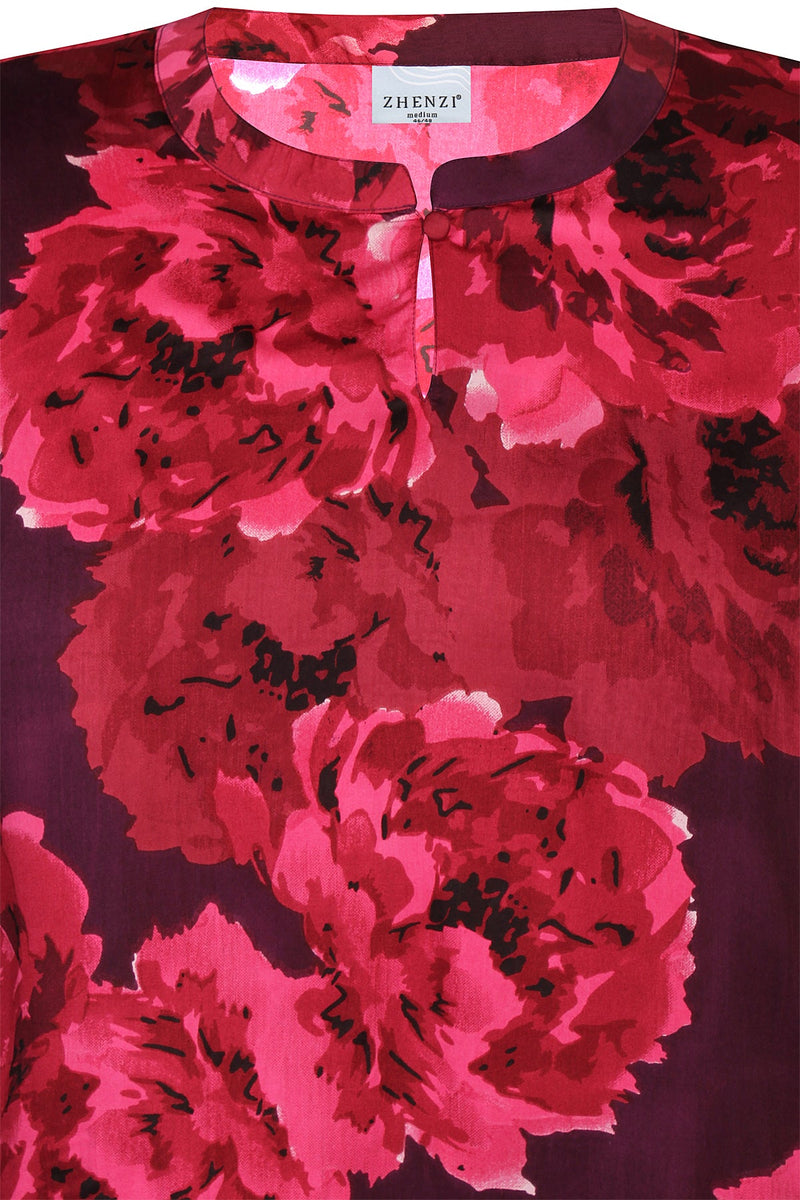 Flower Print Top - Pink, purple, black