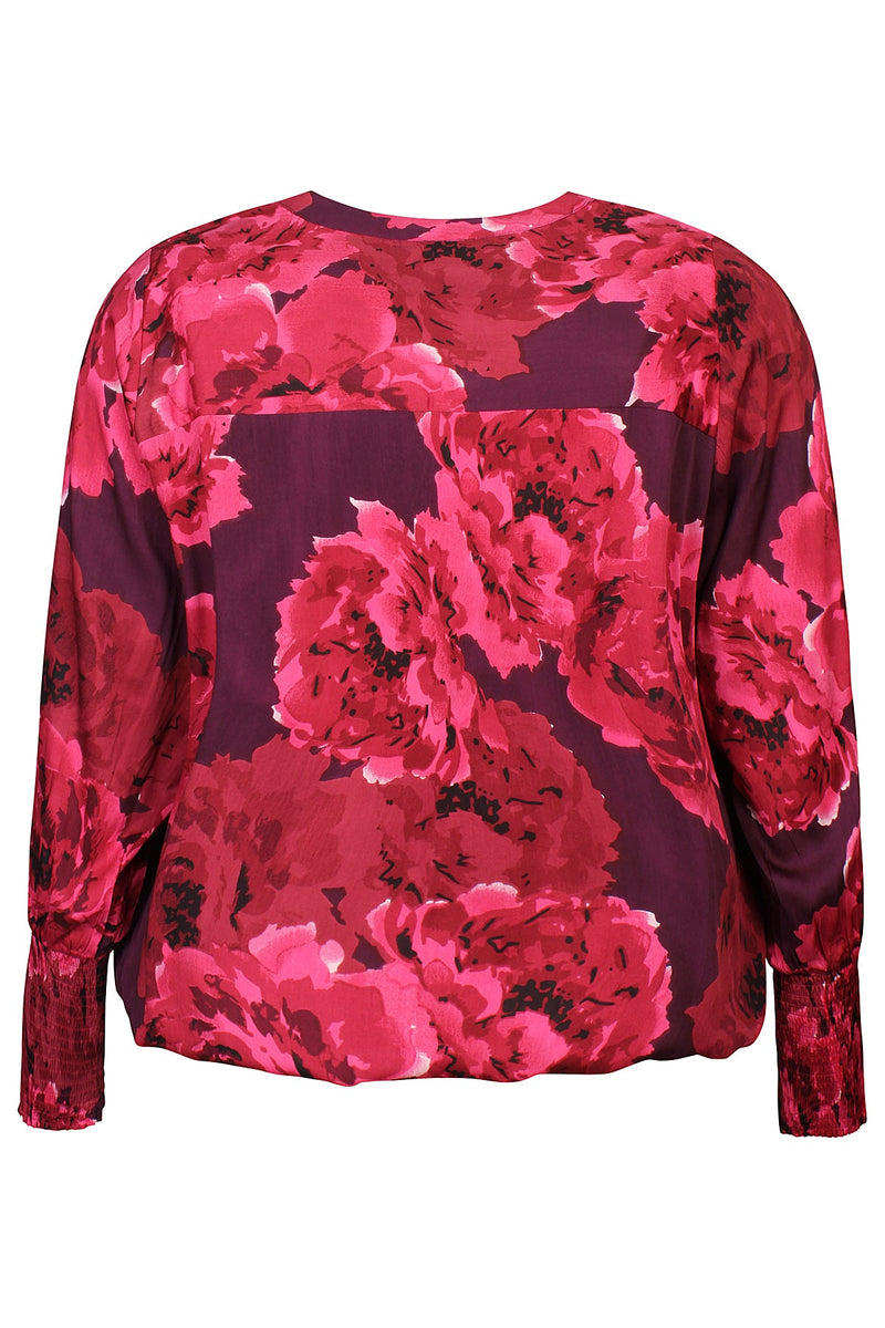 Flower Print Top - Pink, purple, black