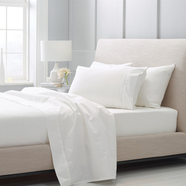 1000 Thread Count Fitted Sheet Snow/White - Double