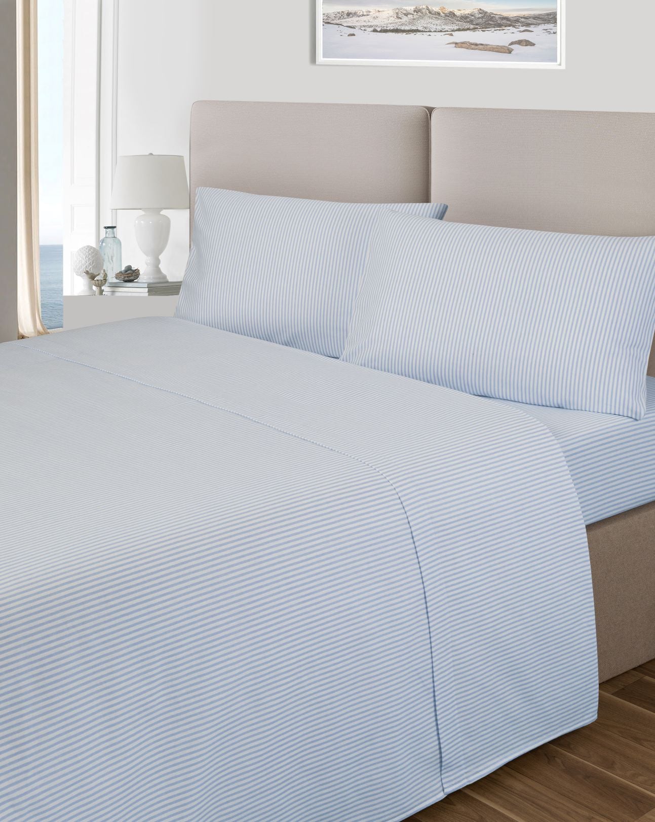 Brushed Cotton Flat Sheet Blue