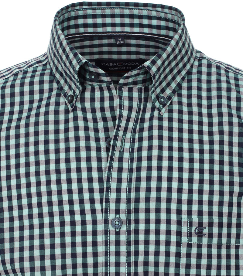 Comfort Fit Button Down Check Shirt - Green