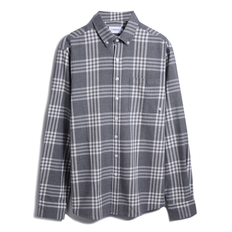Talbot Check Button Down Shirt - Grey Marl