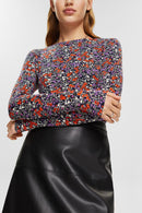 Long Sleeve Print T-Shirt - Navy