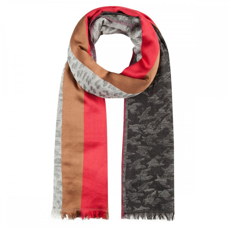 Jacquard Leopard Wool Mix Scarf - Anthracite