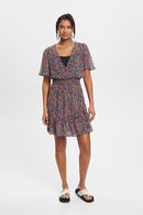 All Over Print Dress - Navy