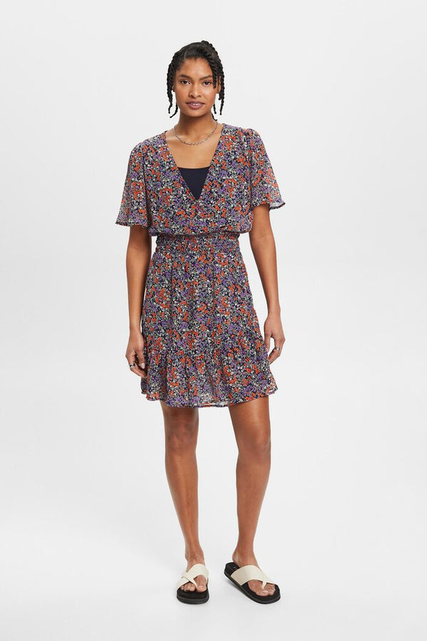 All Over Print Dress - Navy
