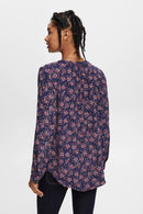 Print Crepe Blouse - Navy