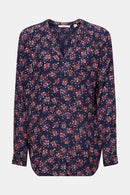 Print Crepe Blouse - Navy