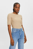 Ribbed Fitted Jumper - Sand