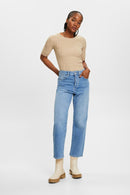 Ribbed Fitted Jumper - Sand