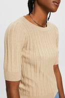 Ribbed Fitted Jumper - Sand