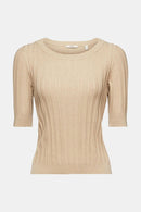Ribbed Fitted Jumper - Sand
