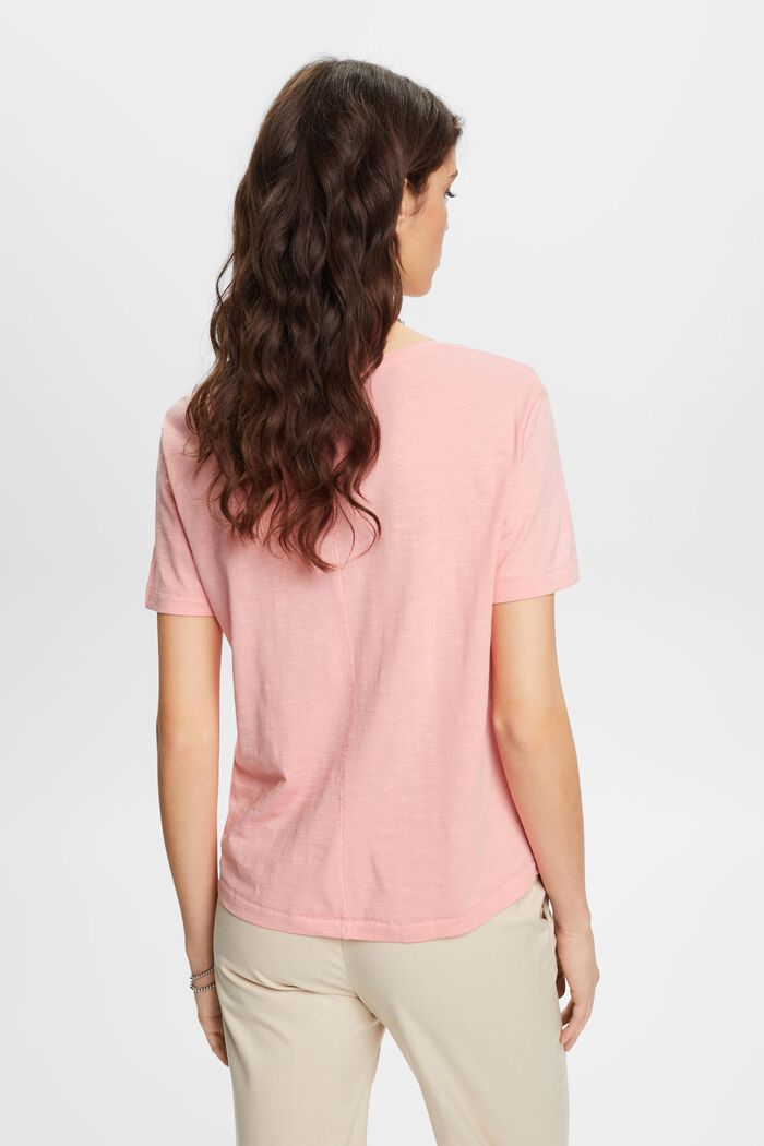 Scar Stitch V Neck T-Shirt - Pink