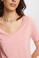 Scar Stitch V Neck T-Shirt - Pink