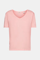 Scar Stitch V Neck T-Shirt - Pink