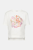 Front Floral Print T-Shirt - Offwhite